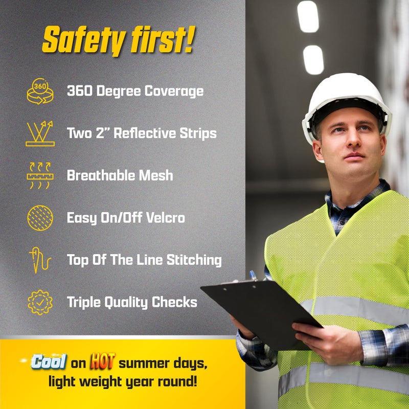 PeerBasics Safety Vests 5 Pack - Orange Reflective High Visibility, Men Women - Image 3